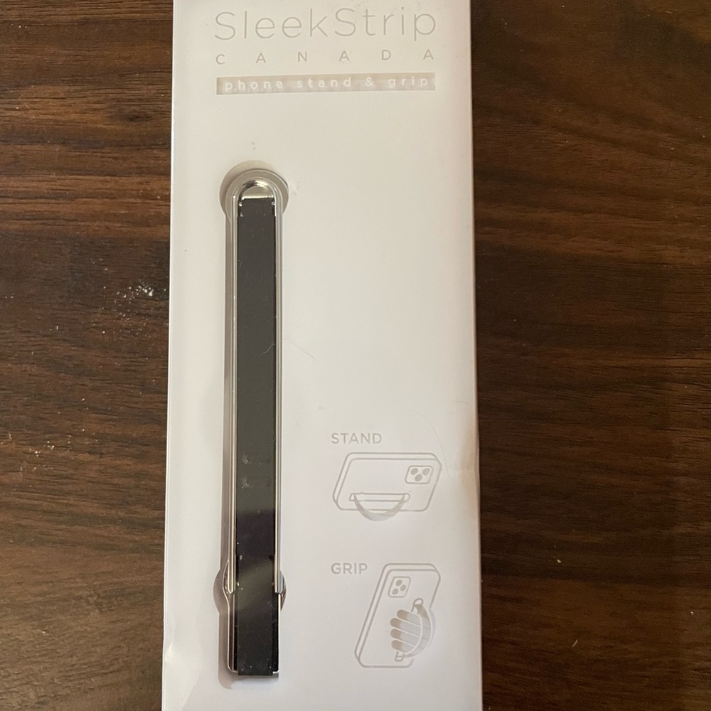 SleekStrip Canada Phone Stand & Grip - Black and Silver